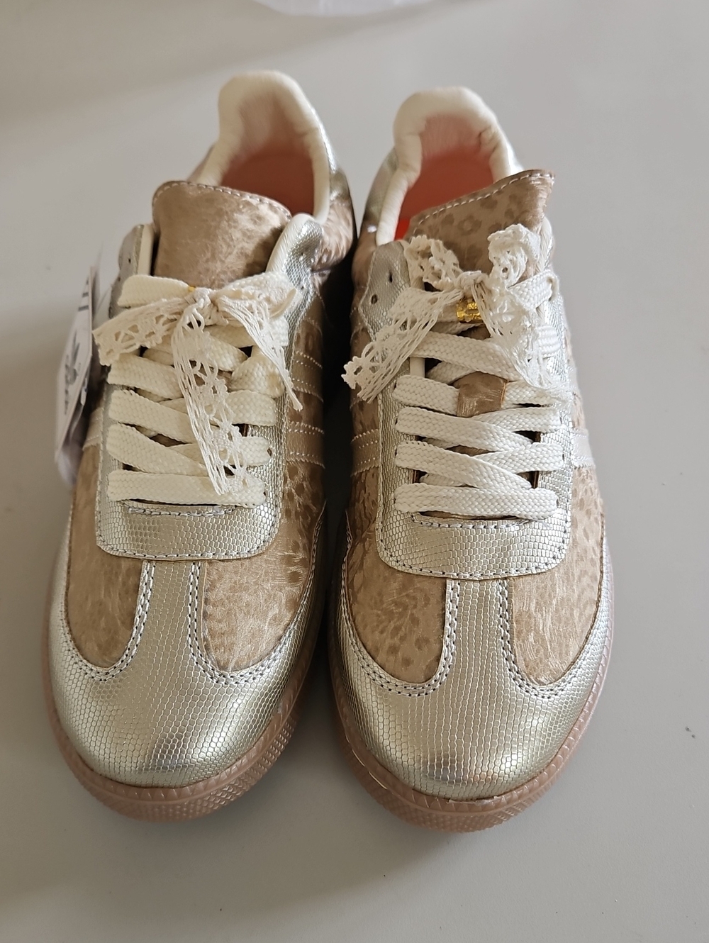 adidas Metallic Gold and Cream Lace-Up Sneakers
